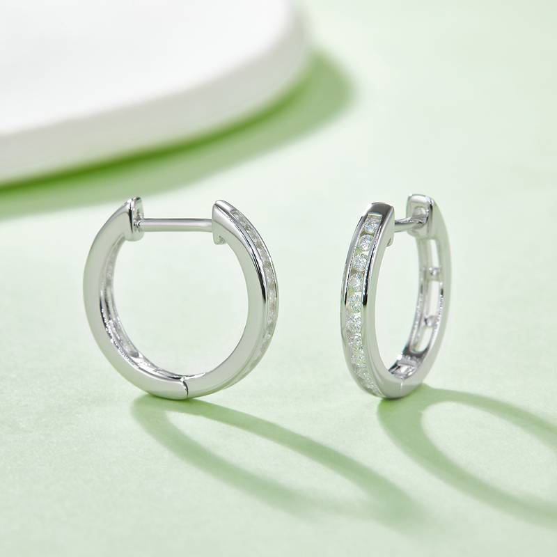 单排对半耳环S925银Moissanite厘石D级0.22ct